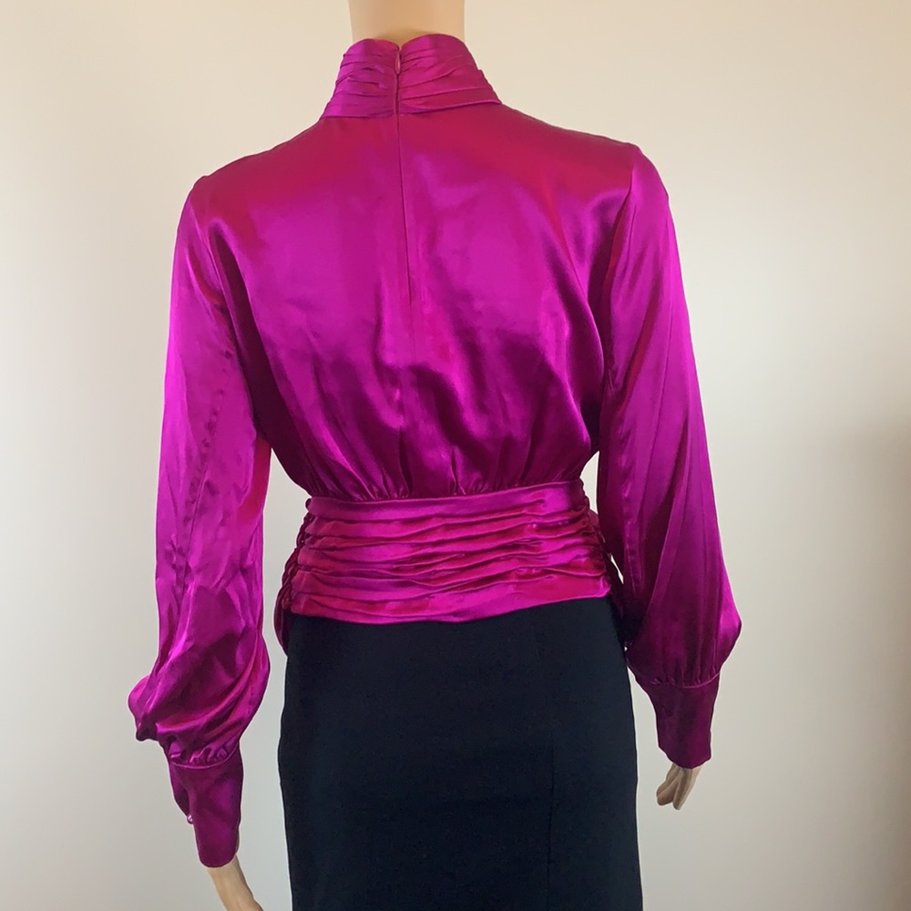 Cinq a Sept Jacqueline fuchsia silk blouse XS NWT - Picture 6 of 7